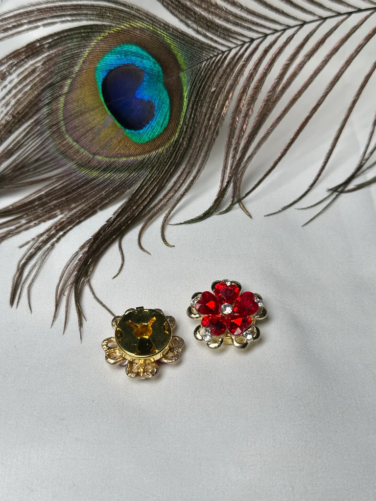 Par de botões de enfeite "coração vermelho e dourado" – photo 3
